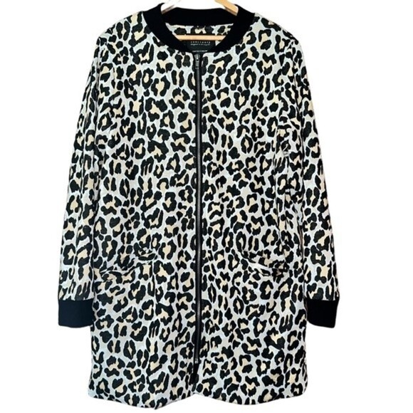 Sanctuary Leopard Print City Topper Long Lined  Zip Up Jacket Cardigan Size M - Picture 7 of 15